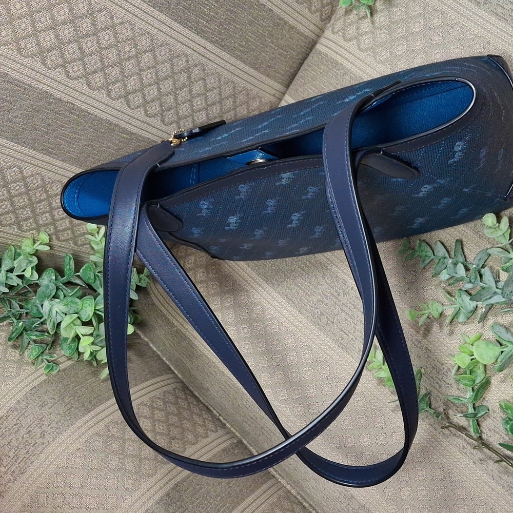 Coach Navy Blue Monogram Tote - Picture 11 of 16